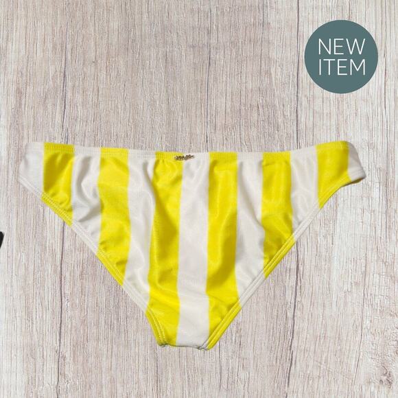 NEW WILDFOX Yellow Stripe Hipster Bikini‎ Bottom Women's Size Small - Picture 7 of 9